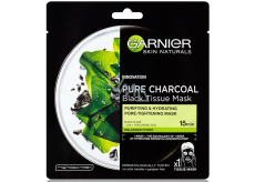 Garnier Skin Naturals Pure Charcoal Black Tissue Mask Facial Black Textile Mask With Seaweed Extract 28 g
