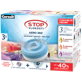 Ceresit Stop Moisture Aero 360 Mix of Fragrances - Vanilla, Fruit, Lavender Replacement Tablets 3 x 450 g