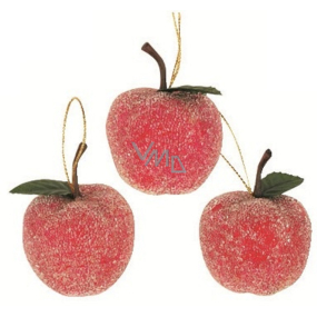 Ice apples with glitter for hanging 3 pieces in a bag, 5 cm