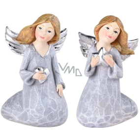 Angel sitting silver polystone mix 56 x 90 mm