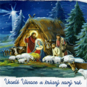 Nekupto Christmas card Nativity scene 100 x 100 mm 3573 XI