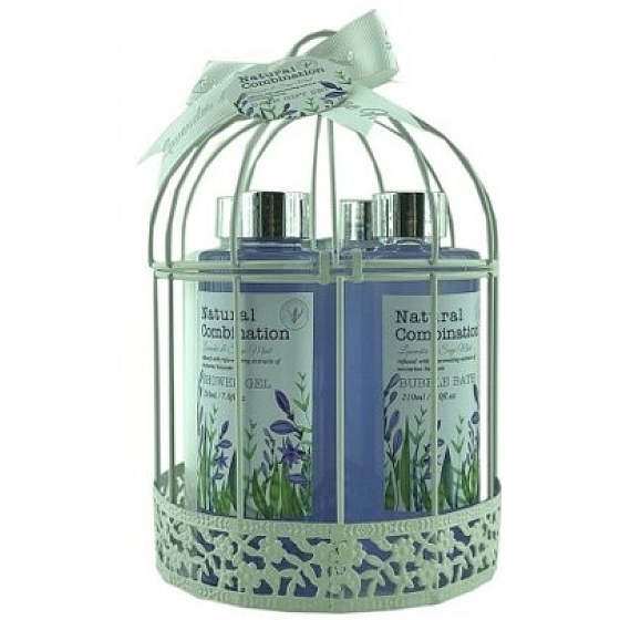 Salsa Collection Lavender, sage and mint shower gel 210 ml + bath foam 210 ml + body lotion 210 ml + body peeling 210 ml + washcloth, cosmetic set in a cage