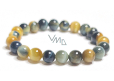 Tiger eye multi color bracelet elastic natural stone, ball 8 mm / 16-17 cm, stone of the sun and earth, brings luck and wealth