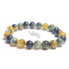 Tiger eye multi color bracelet elastic natural stone, ball 8 mm / 16-17 cm, stone of the sun and earth, brings luck and wealth