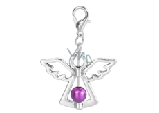 Guardian angel pendant with purple bead 29 x 37 mm 1 piece