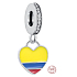 Charm Sterling Silver 925 Colombian Flag Heart - I Love Colombia, Travel Bracelet Pendant