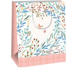 Ditipo Gift paper bag 18 x 10 x 22,7 cm White coloured grass, heart in the middle