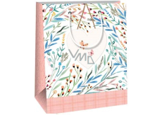 Ditipo Gift paper bag 18 x 10 x 22,7 cm White coloured grass, heart in the middle