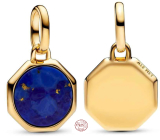Charm Sterling Silver 925 Mini Locket Blue Imitation Lapis Lazuli, Bracelet Pendant Symbol