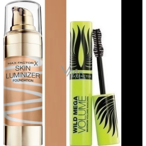 Max Factor Skin Luminizer Foundation makeup 75 Golden 30 ml + Wild Mega Volume mascara black 11 ml