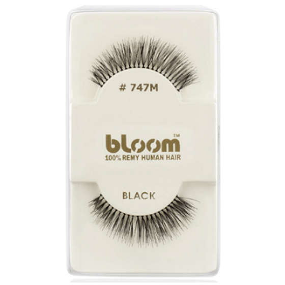 Bloom Natural adhesive eyelashes made from natural hair, curved black no. 747M 1 pair