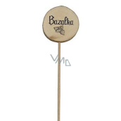 Bohemia Gifts Wooden Herb Marker with Print - Basil, circle diameter is 5 - 8 cm