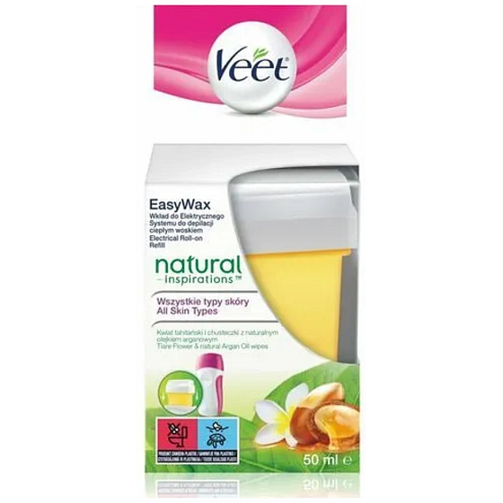Veet Easy Wax Natural Inspirations Tiare Flower wax filling for electric depilation set for all skin types 50 ml
