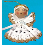 Crochet angel with gold edging for hanging 6 cm