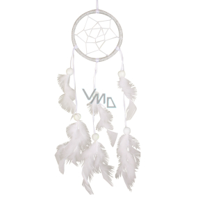 White dreamcatcher with feathers 35 cm