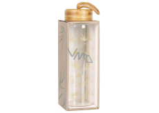 Albi Glass bottle with bamboo cap Golden plants 500 ml