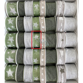 Ditipo Fabric Ribbon with Wire Green with White Stars 3 m x 25 mm