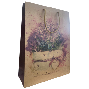 Nekupto Gift kraft bag 27 x 28 x 10 cm Purple flowers in a pot