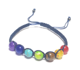 7 chakras healing bead bracelet handmade knitted, blue, balancing beads