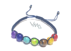 7 chakras healing bead bracelet handmade knitted, blue, balancing beads