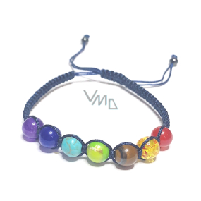 7 chakras healing bead bracelet handmade knitted, blue, balancing beads