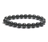 Shungite bracelet elastic natural stone, ball 8 mm / 16 - 17 cm, stone of life