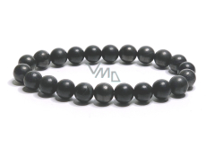 Shungite bracelet elastic natural stone, ball 8 mm / 16 - 17 cm, stone of life