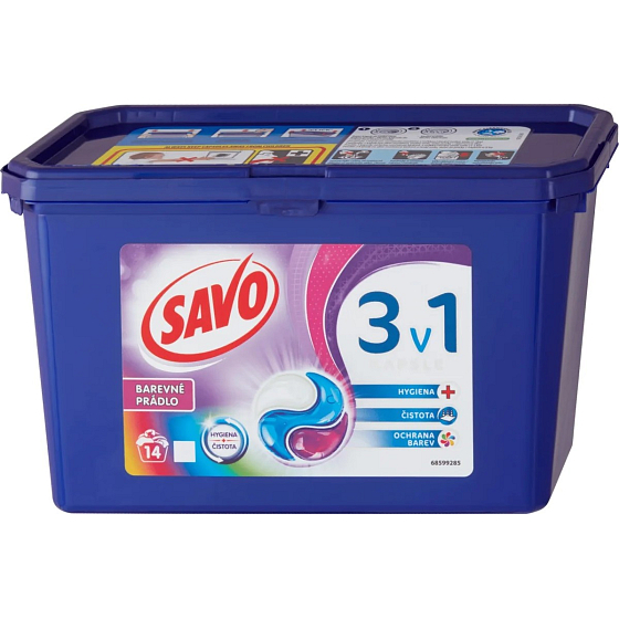 Savo Chlorine-free Color 3in1 gel capsules for washing coloured laundry 14 pieces 378 g