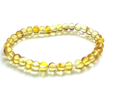 Amber Baltic golden shining, natural elastic bracelet, irregular nugget approx. 5 mm / 16 - 17 cm, solidified sunlight