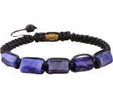 Sodalite bracelet made of natural stones, hand knitted, adjustable size, stone communication