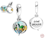 Sterling silver 925 I Love Brazil - Brazilian Beach, 2in1 travel bracelet pendant