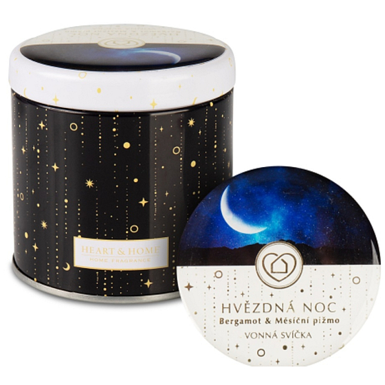 Heart & Home Starry Night soy scented candle in a tin burns up to 30 hours 125 g