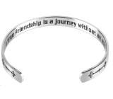 Stainless steel bracelet silver with engraving True friendship..., open cuff, 2.5 mm