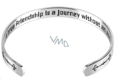 Stainless steel bracelet silver with engraving True friendship..., open cuff, 2.5 mm
