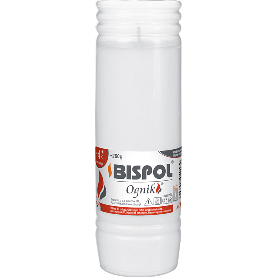 Bispol Ognik cast wax cemetery candle, refill, 260 g