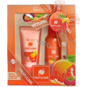 Idc Institute Fruit & Care Peach, Grapefruit & Berries shower gel 100 ml + body lotion 60 ml + nail file 1 piece, cosmetic set