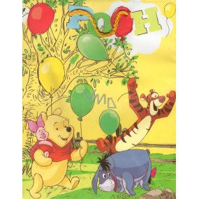 Ditipo Gift paper bag 18 x 10 x 22.7 cm Disney Winnie the Pooh, yellow with balloons