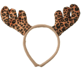 Headband antlers beige patterned 11 cm