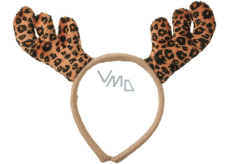 Headband antlers beige patterned 11 cm