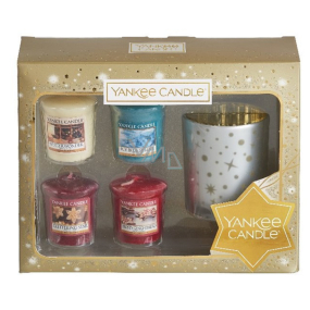 Yankee Candle Votive scented candle 49 gx 4 pieces + candlestick Christmas gift set