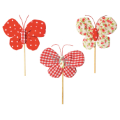 Butterfly fabric recess 8 cm + skewers of flower
