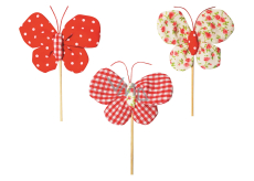 Butterfly fabric recess 8 cm + skewers of flower