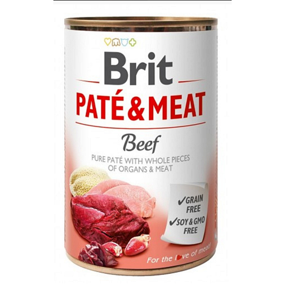 Brit Paté & Meat Beef and turkey pure meat paté complete dog food 400 g
