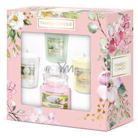 Yankee Candle Garden Hideaway Sunny Daydream - Dreaming on a sunny day Classic glass scented candle 104 g + Camellia + Afternoon Escape + Homemade herbal lemonade votive scented candle 3 x 49 g, spring gift set