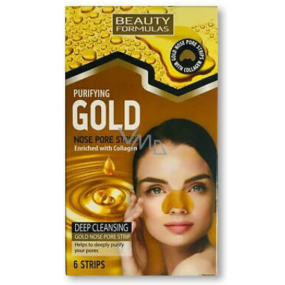 Beauty Formulas Gold Nose Cleansing Strips with Collagen and Hazelnut 6 Pieces