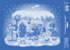 Arch Christmas sticker, window foil without glue Nativity scene 25 x 35 cm
