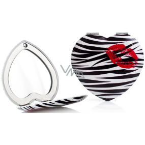Diva & Nice Double classic mirror and magnifying heart - white-black, kiss 7 x 6.5 cm