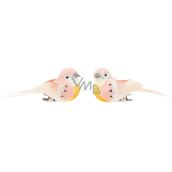 Bird on clip light brown 8 cm 2 pieces