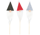 Gnome with felt hat and polka dots 11 cm + skewers, various colours