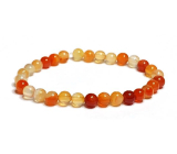 Agate orange bracelet elastic natural stone, ball 6 mm / 16 - 17 cm